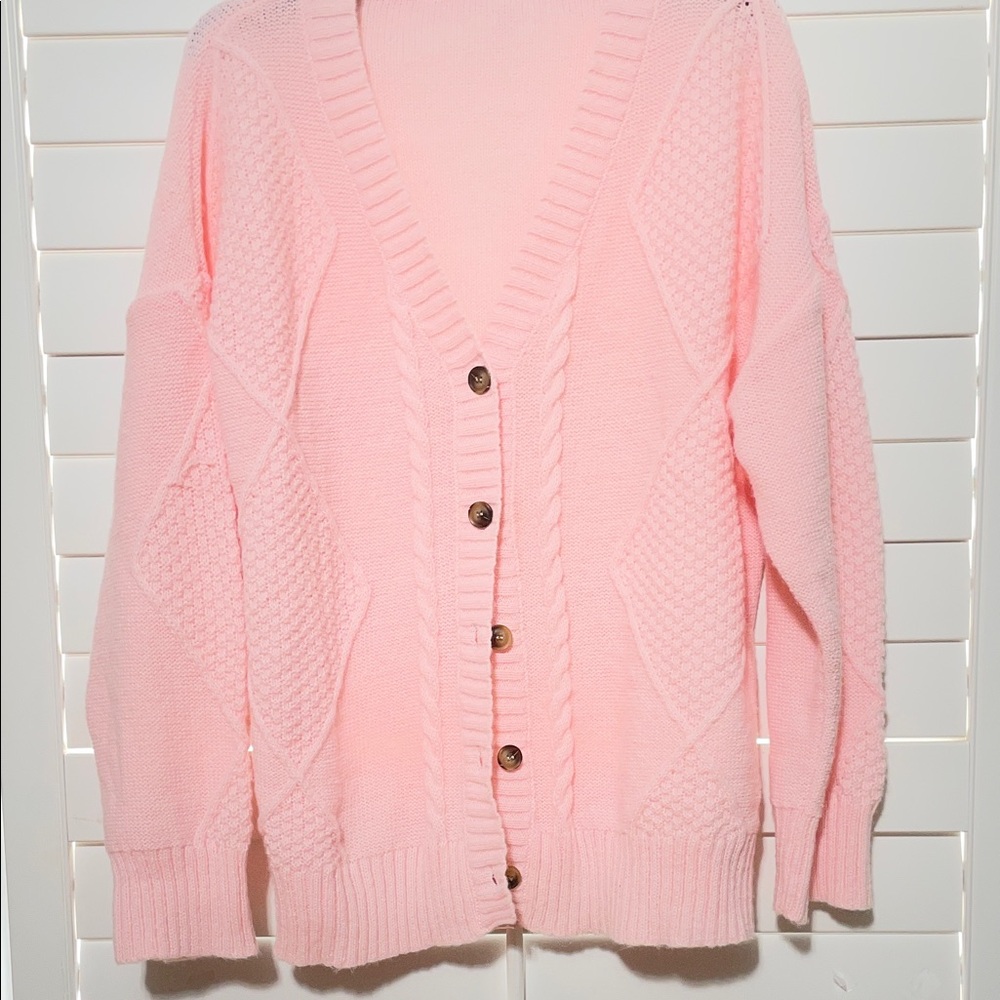 Pink Button-Up Women's Sweater